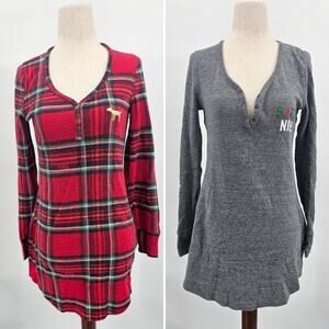 3 Victoria's Secret Pink 2018 Women's XS Christmas Santa Long Sleeve Sleepwear